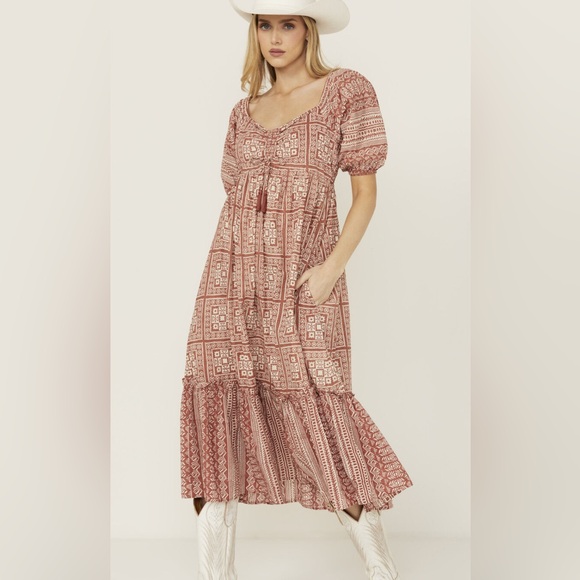 Cleobella Dresses & Skirts - CLEOBELLA Joely Midi Dress Organic Cotton Southwestern Boho Print Rust Copper M